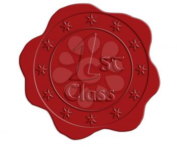 First Class Red Wax Seal with Stars