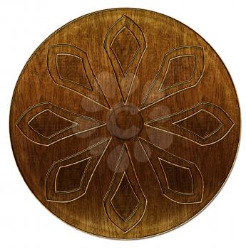 3D Wood Etched Abstract Flower Nature Button Motif  
