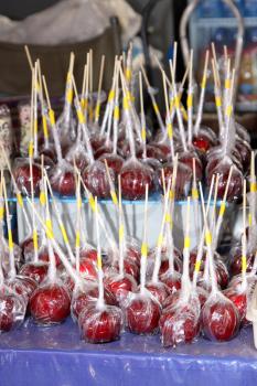 RUSTENBURG, SOUTH AFRICA - MAY 25: Toffee Apples on Sale at Stall at Rustenburg Fair on May 25, 2014 in Rustenburg South Africa.   