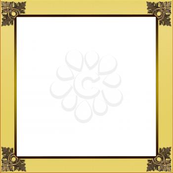 Exquisite picture frame or border with gold patterned corners and golden yellow border