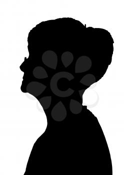 Side profile portrait silhouette of elderly lady with glasses