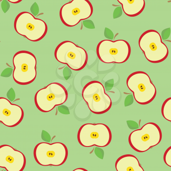 Royalty Free Clipart Image of a Seamless Pattern With Sliced Apples