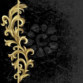 Royalty Free Clipart Image of a Black Background With a Flourish Border at the Left