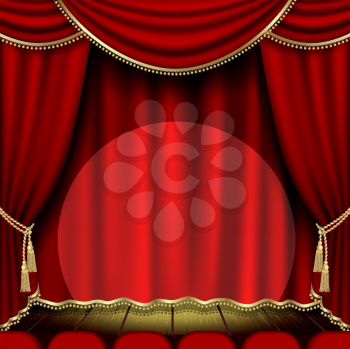 Royalty Free Clipart Image of a Stage Curtain