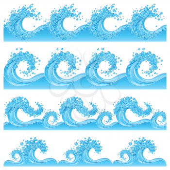 Royalty Free Clipart Image of a Set of Four Wave Borders