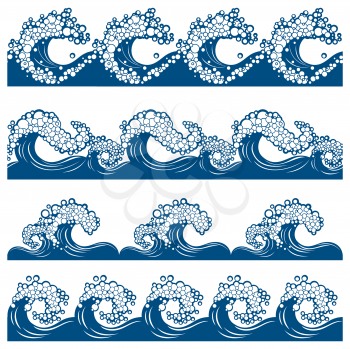 Royalty Free Clipart Image of a Set of Four Water Borders