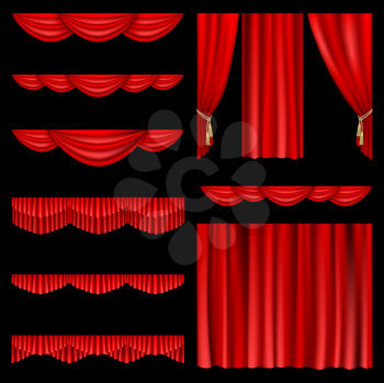 Royalty Free Clipart Image of a Set of Stage Curtains