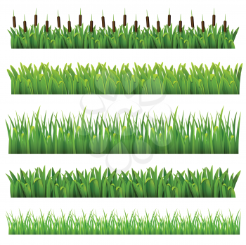 Royalty Free Clipart Image of a Set of Grass Borders