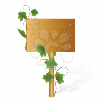 Royalty Free Clipart Image of a Wooden Sign With Ivy