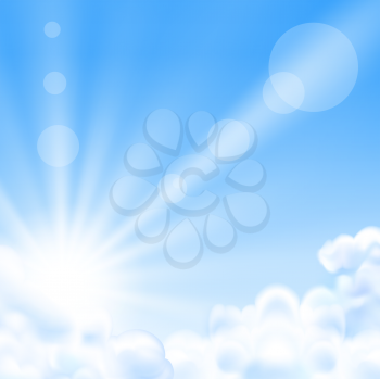 Royalty Free Clipart Image of Sun and Clouds