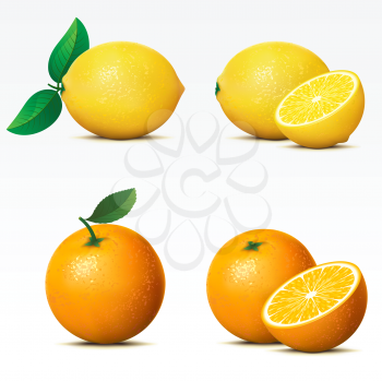 Royalty Free Clipart Image of Lemons and Oranges