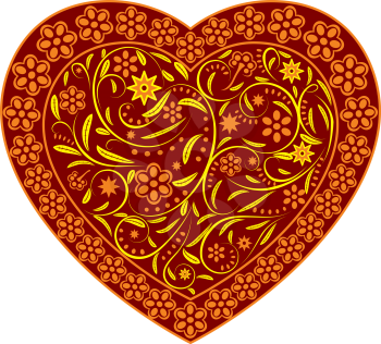 Royalty Free Clipart Image of a Heart With Flowers