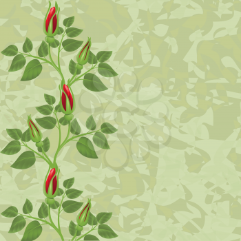 Royalty Free Clipart Image of a Background With a Rosebud Frame at the Side