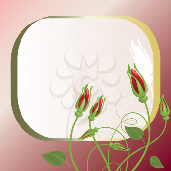Royalty Free Clipart Image of a Frame With a Rosebud in the Corner
