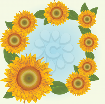 Royalty Free Clipart Image of a Sunflower Frame
