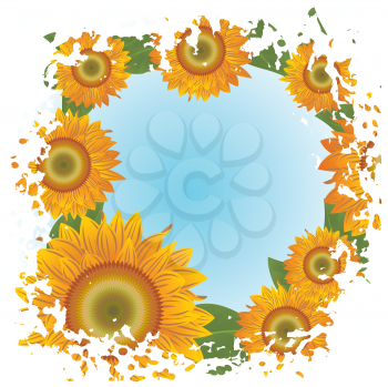 Royalty Free Clipart Image of a Sunflower Grunge Frame