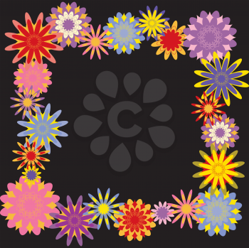 Royalty Free Clipart Image of a Flower Frame on Black