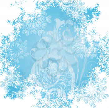 Royalty Free Clipart Image of a Blue Background With Snowflakes