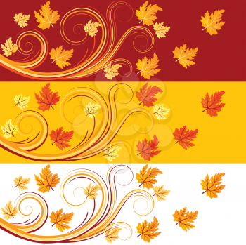 Royalty Free Clipart Image of Three Autumn Leaf Banners