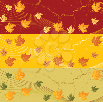 Royalty Free Clipart Image of Three Autumn Banners