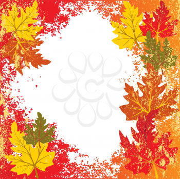 Royalty Free Clipart Image of a Grunge Autumn Leaf Frame
