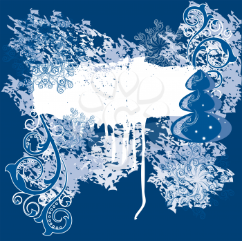 Royalty Free Clipart Image of a Frame With Snow and a Tree