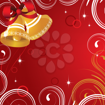 Royalty Free Clipart Image of a Red Background With Bells