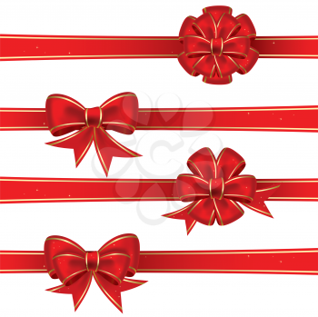 Royalty Free Clipart Image of a Set of Red Bows
