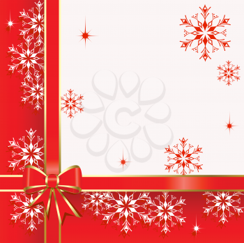 Royalty Free Clipart Image of a Christmas Background With Ribbon and Bow