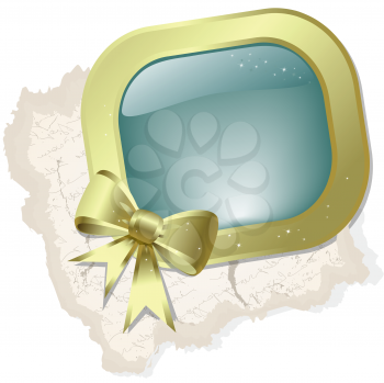 Royalty Free Clipart Image of a Gold Bow Frame