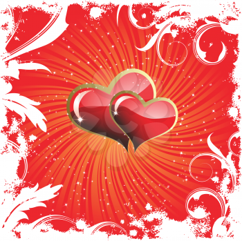 Royalty Free Clipart Image of a Heart Background With a Flourish Border