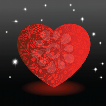 Royalty Free Clipart Image of a Heart on a Black Background