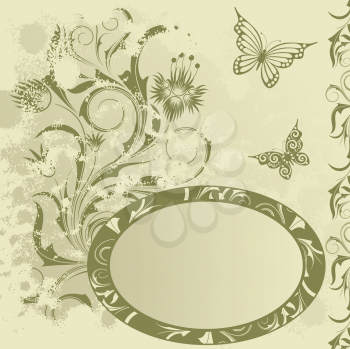 Royalty Free Clipart Image of a Butterfly Background and Frame
