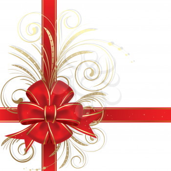 Royalty Free Clipart Image of a White Background With a Red Bow