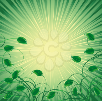 Royalty Free Clipart Image of a Leafy Radiant Background