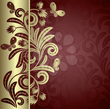 Royalty Free Clipart Image of a Background With Butterflies and a Gold Border