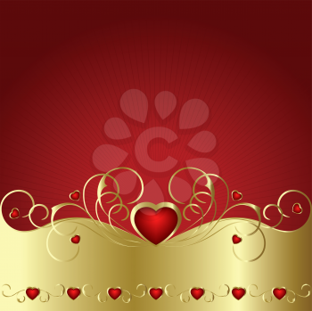 Royalty Free Clipart Image of a Heart on a Red Background