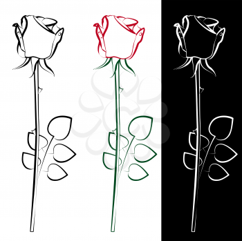 Royalty Free Clipart Image of Three Roses