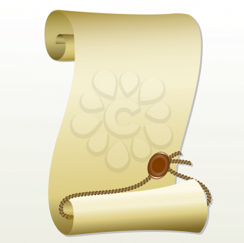 Royalty Free Clipart Image of a Scroll and Seal