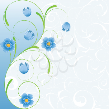 Royalty Free Clipart Image of a Floral Border on Blue