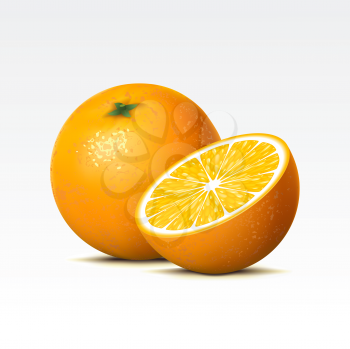 Royalty Free Clipart Image of an Orange and a Half