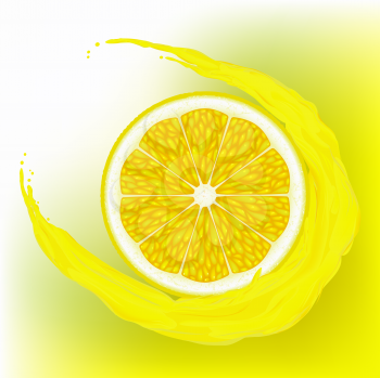Royalty Free Clipart Image of a Lemon Slice in Juice