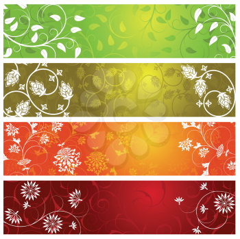 Royalty Free Clipart Image of Four Summer Banners 
