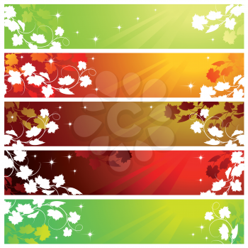 Royalty Free Clipart Image of Five Vine Banners