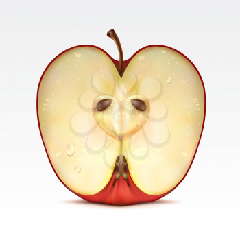 Royalty Free Clipart Image of a Half a Red Apple