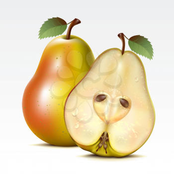 Royalty Free Clipart Image of a Pear and a Half