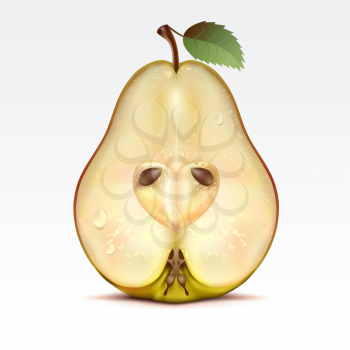 Royalty Free Clipart Image of a Cut Pear