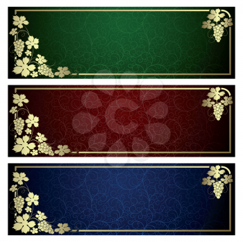 Royalty Free Clipart Image of a Set of Grapevine Banners