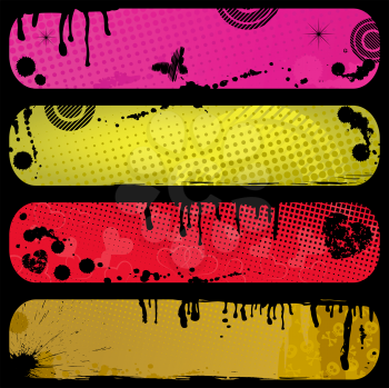 Royalty Free Clipart Image of Four Grunge Banners