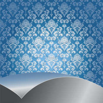 Royalty Free Clipart Image of a Blue Background With a Silver Border at the Bottom